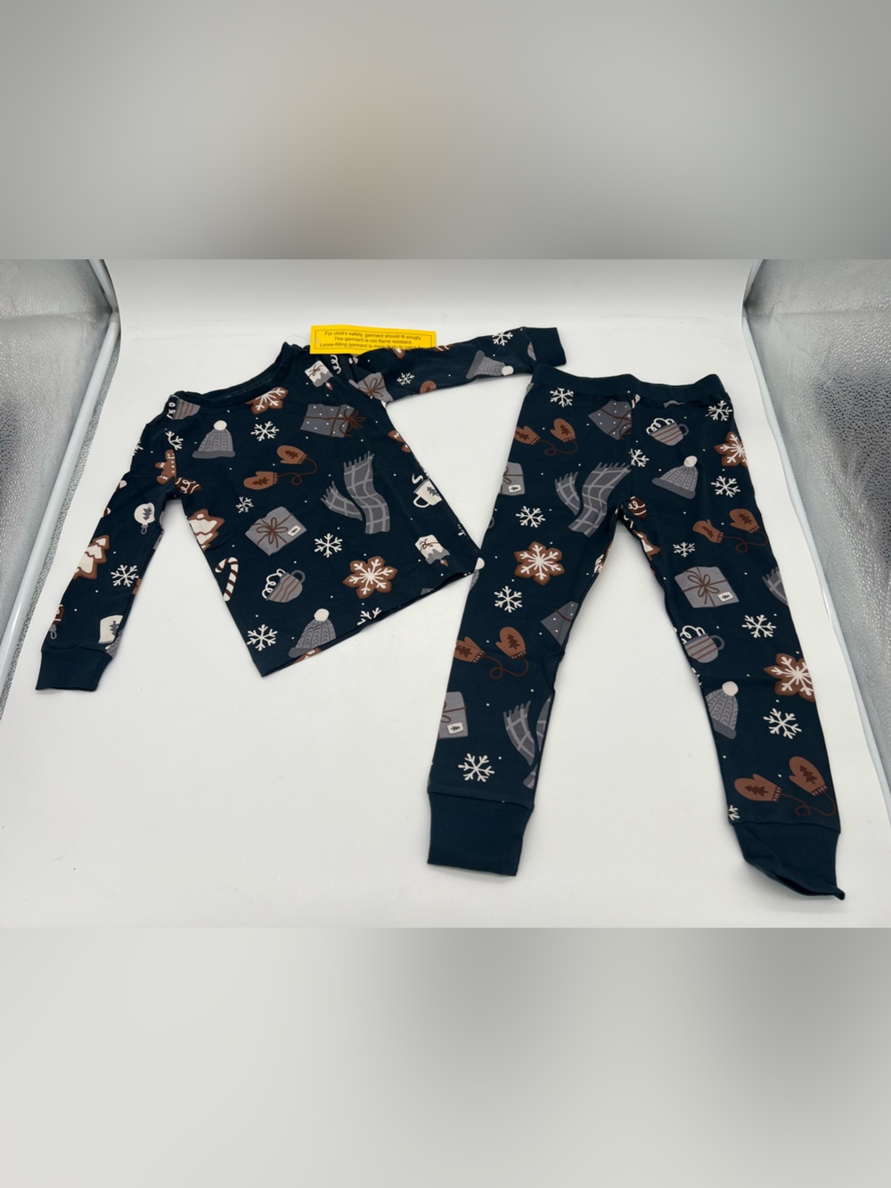 PajamaGram Boys Pajama Set Christmas Navy Blue 4T
